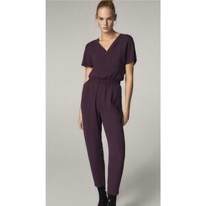 Massimo Dutto Plum Purple Zipper Front Jumpsuit Size US 8 Lagenlook Utilitarian